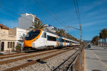 Barcelona Commuter Train During Its Journey