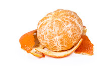 Peeled Tangerine Mandarin Fruit Isolated With Clipping Path