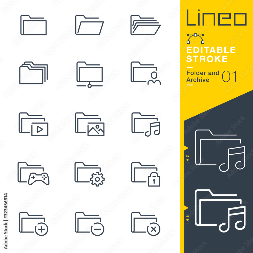 Lineo Editable Stroke - Folder and Archive line icons Stock Vector ...