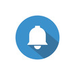 Blue round notification bell with shadow. Signal web button. Vector illustration. EPS 10