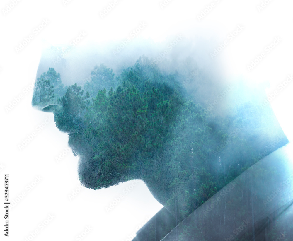 Surreal creative double exposure portrait Stock Photo | Adobe Stock