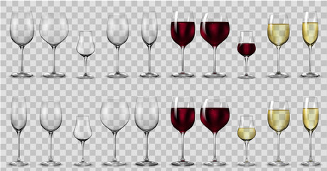 Wall Mural - Full and empty glasses for white and red wine.