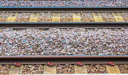 old and abandoned railroad tracks in a northern european landscape
