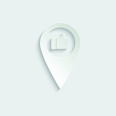 Poster - paper  map point with a thumb up icon.  vector icon