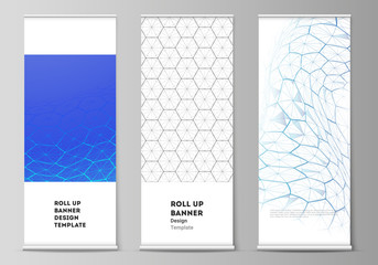 Wall Mural - vector layout of roll up banner stands, vertical flyers, flags design business templates. digital te