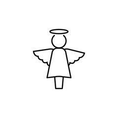 Wall Mural - souvenir angel line icon on white background