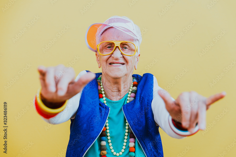 Funny grandmother portraits. 80s style outfit. trapstar  display picture 3