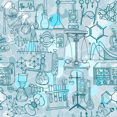 Wall Mural - abstract colorful illustration with sketch elements related to science or education. physics or chem
