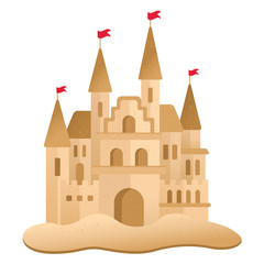 Poster - Realistic Detailed 3d Brown Sand Castle. Vector