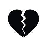 Fototapeta  - broken heart icon separated symbol black vector 