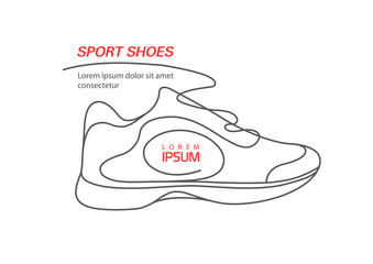 Sports shoes in a line style. Sneakers Vector . Sketch sneakers for your creativity.Shoe advertising .