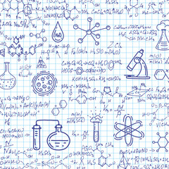 Wall Mural - school chemical formulas .notebook school paper.handwritten formulas background.letters and numbers 