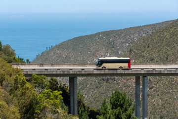 bloukrans bridge, eastern cape, south africa. dec 2019. bloukraans bridge toll route with a tour bus