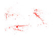 Red watercolor splashes isolated on white background. Color paint splatter