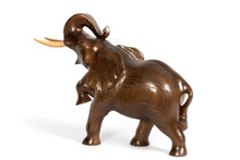 Wooden Figure Of A Elephant Isolated On Background.