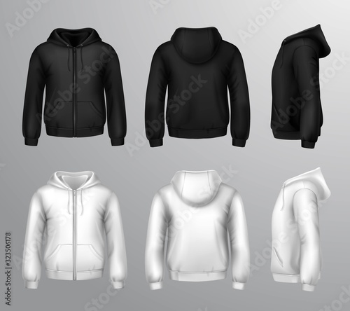 Fotomural Black And White Male Hooded Sweatshirts