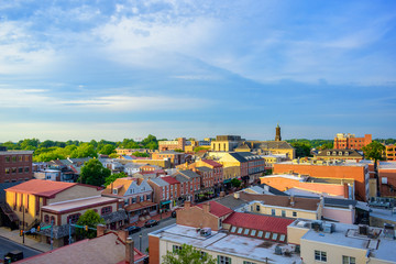 panorama of suburban area and aerial view with sunny blue sky in Summer West Chester , USA