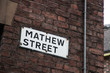 street sign of famous mathew street in liverpool