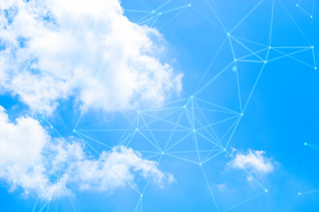 cloud storage on sky background by digital ai data web online technology social network business concept, system connection to working, internet of things