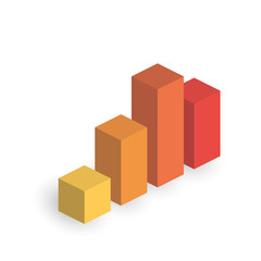 Wall Mural - Bar chart of 4 growing columns. 3D isometric colorful vector graph