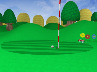 Cartoon Golf course - 3D Illustration