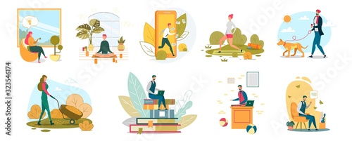 Cuadros en Lienzo People Lifestyle Flat Vector Illustrations Set