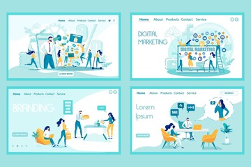 Wall Mural - Digital Marketing Landing Page Vector Template Set
