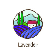 Logo With Lavender Fields And A House