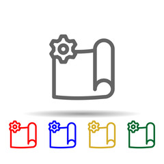 Poster - Document gear multi color style icon. Simple thin line, outline vector of web icons for ui and ux, website or mobile application
