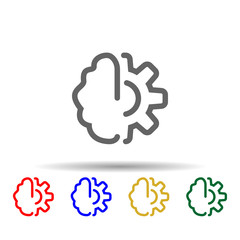Poster - Brain gear multi color style icon. Simple thin line, outline vector of web icons for ui and ux, website or mobile application