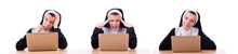 Nun Working On Laptop - Religious Concept