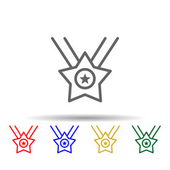 Poster - Medal, star, usa multi color style icon. Simple thin line, outline vector of 4th of july icons for ui and ux, website or mobile application