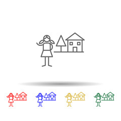 Poster - Shelter, adventure multi color style icon. Simple thin line, outline vector of Adventure icons for ui and ux, website or mobile application