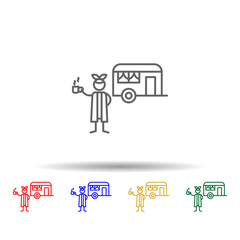 Poster - Caravan, adventure multi color style icon. Simple thin line, outline vector of Adventure icons for ui and ux, website or mobile application