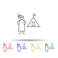Poster - camping, adventure multi color style icon. simple thin line, outline vector of adventure icons for u