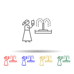 Poster - Fountain, selfie, adventure multi color style icon. Simple thin line, outline vector of Adventure icons for ui and ux, website or mobile application