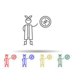Poster - Compass, adventure multi color style icon. Simple thin line, outline vector of Adventure icons for ui and ux, website or mobile application