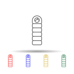 Poster - Sleeping bag, adventure multi color style icon. Simple thin line, outline vector of Adventure icons for ui and ux, website or mobile application