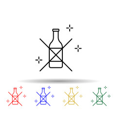 Poster - No drinks, airplane, airport multi color style icon. Simple thin line, outline vector of Airport icons for ui and ux, website or mobile application