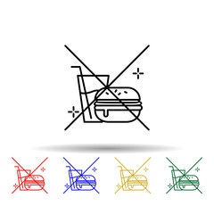 Poster - No foods, airplane, airport multi color style icon. Simple thin line, outline vector of Airport icons for ui and ux, website or mobile application