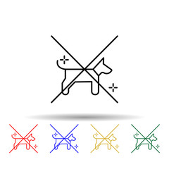 Poster - No pets, airplane, airport multi color style icon. Simple thin line, outline vector of Airport icons for ui and ux, website or mobile application