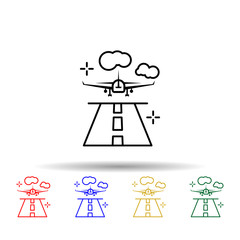 Poster - Runway, airplane, airport multi color style icon. Simple thin line, outline vector of Airport icons for ui and ux, website or mobile application