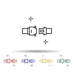 Poster - Seatbelt, airplane, airport multi color style icon. Simple thin line, outline vector of Airport icons for ui and ux, website or mobile application