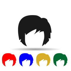 Poster - hair, woman, haircut bob multi color style icon. Simple glyph, flat vector of Haircut icons for ui and ux, website or mobile application