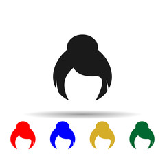 Poster - hair, woman, haircut bun multi color style icon. Simple glyph, flat vector of Haircut icons for ui and ux, website or mobile application