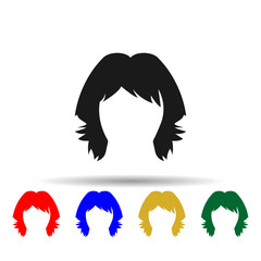Poster - hair, woman, haircut, shoujou protag starter multi color style icon. Simple glyph, flat vector of Haircut icons for ui and ux, website or mobile application