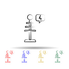 Poster - Tesla coil multi color style icon. Simple thin line, outline vector of mad science icons for ui and ux, website or mobile application