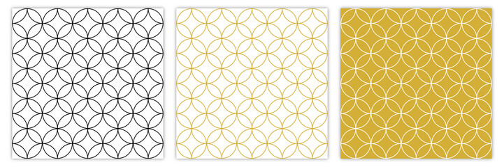 Poster - set of circle linear geometric seamless vector patterns. round and rhombus textures. set of monochro