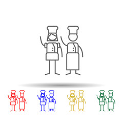 Poster - masterchef, man, woman multi color style icon. simple thin line, outline vector of restaurant icons 