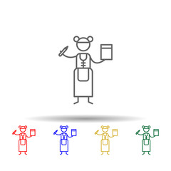 Poster - Waitress, restaurant multi color style icon. Simple thin line, outline vector of Restaurant icons for ui and ux, website or mobile application